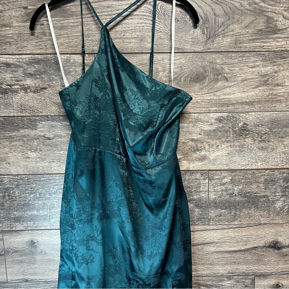 Lulus Emerald Green Floral Jacquard Slip Dress – Size M